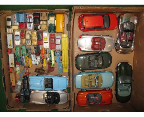 Approx fifty five model vehicles from Dinky, Lesney, Corgi, Burago, Maisto etc, unboxed and playworn