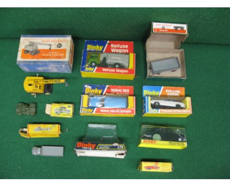 Dinky, eight models to comprise: No. 571 Coles crane, No. 670 armoured car, No. 978 refuse wagon, No. 122 Volvo estate, No. 1