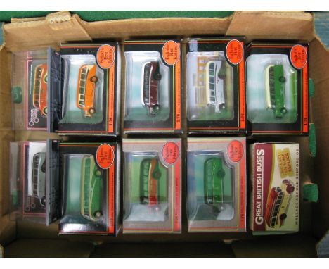 Ten 1:76 scale die cast models of Bedford buses and coaches by EFE, Corgi, Original Omnibus  Company and Atlas in various liv