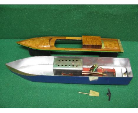 Bespoke metal and wood speedboat powered by a Mamod steam boiler and single cylinder engine - 24" long