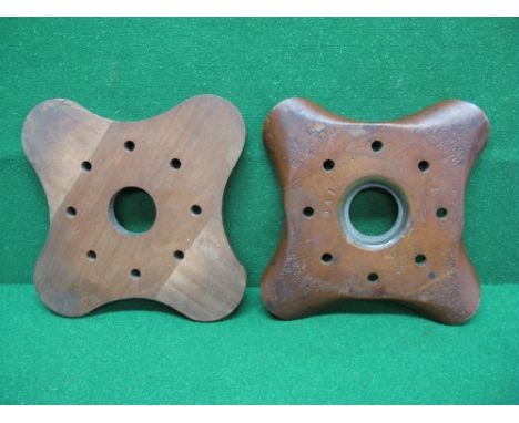 Two piece hardwood aeroplane propeller boss stamped with numbers and Mk3 250hp R Royce - 16.5" overall