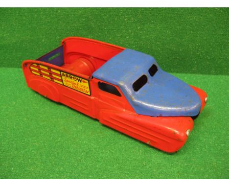 Possibly Barclays tinplate stream lined truck in red and blue livery with Arrow Special Delivery logos - 13" long x 4" wide x