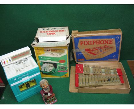 Triang Topper Toys, Lucy Homemake battery operated dishwasher - 21" x 14" x 13", boxed, a Pixiphone by Playcraft - 23" x 14" 