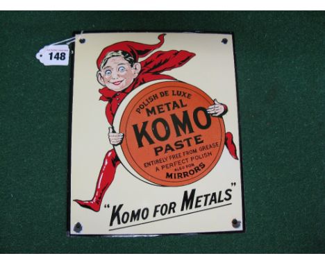 Reproduction enamel sign by Garnier of London for Komo Metal Paste - 8" x 10"