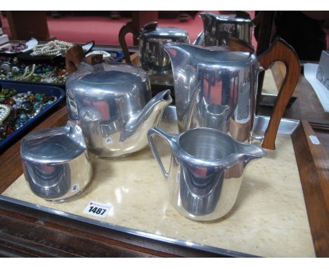 Picquot Ware Four Piece Tea Service; together  with matching tray.