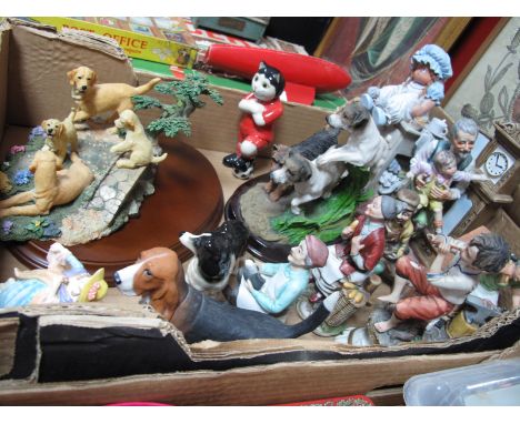 A Ceramic Footballer Cat, model dogs, figures etc:- One Box