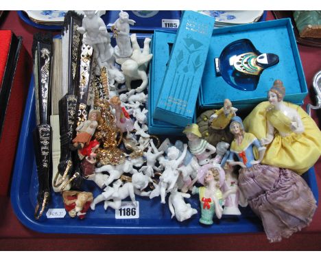 Pin Cushion Ladies, Vallee des Rois by Mira Takla factice and atomiser, vintage cake decorations, fans etc:- One Tray