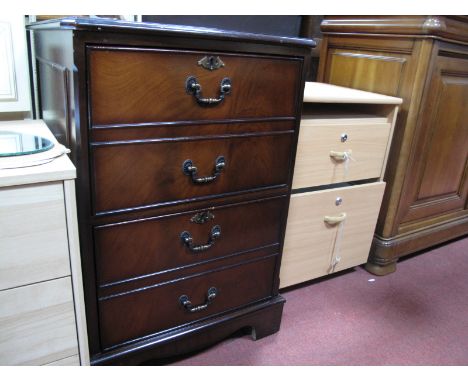 Mahogany Filing Cabinet, top with red leather insert, moulded edge, two drawers on bracket feet, together with smaller two dr