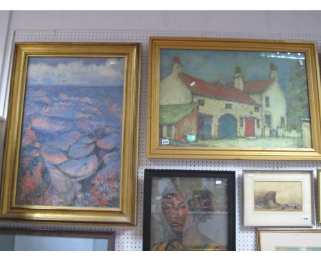 M. Burton, 'The White House' Oil Painting, 49 x 74cm, signed lower right, another impressionist coastal scene. (2)