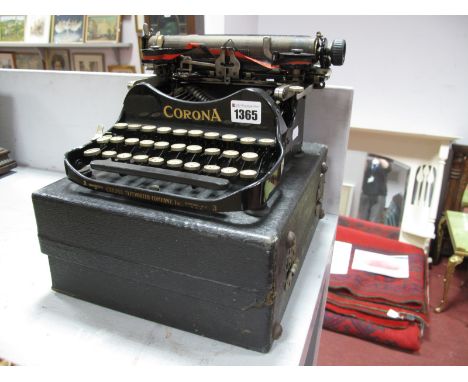 An Early XX Century Corona 3 Typewriter, (decal with last patent July 10 1917), damaged case.
