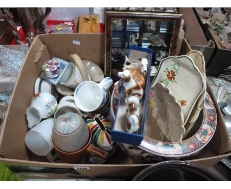 A Mixed Lot of Assorted Ceramics, including Disney Wade Whimsies, Commemorative mugs, soup bowls, Wedgwood Jasperware trinket