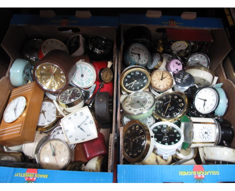 A Collection of Circa 1960's and Later Alarm Clocks, by Westclox, Federal, Time Master, Junghans, Coral, Smiths, etc:- Two Bo