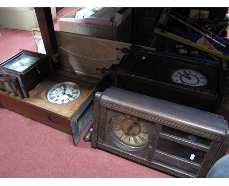 Two 1930's Oak Cased Wall Clocks, varying designs.