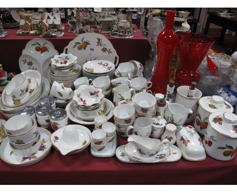 A Good Collection of Royal Worcester Evesham and Evesham Vale Tablewares, ramekins, hors d'oeuves, bowls, condiments, sauce b