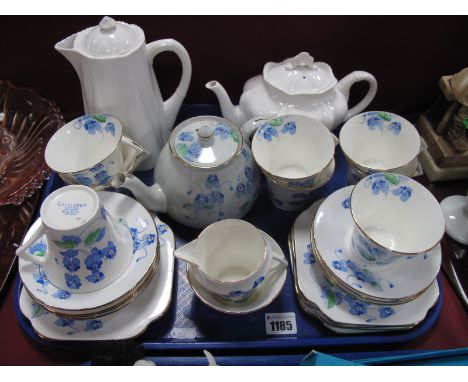 Colclough '4212' Art Deco Bone China Tea Service, of twenty-seven pieces; Shelley Dainty White teapot and coffee pot:- One Tr