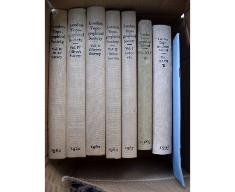 Various volumes of the London Topographical Society and other books including children's, along with Ordnance Survey Tynemout