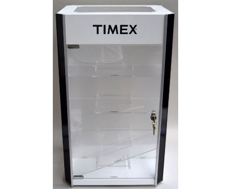 Timex watch display cabinet with keys, four internal perspex shelves, 72cmH