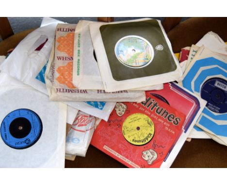 A small collection of 45 RPM 7" singles, to include artists such as Chuck Berry, The Pony-Tails, Slade, Jerry Gerry and the P