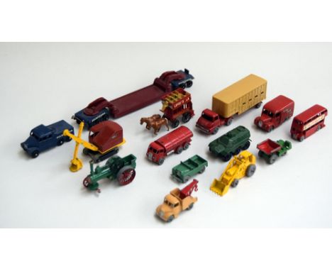 A collection of Lesney Matchbox models, including; No.11 Petrol Tanker, 'Major Pack' No.7 Thames Trader/Jennings Cattle Truck