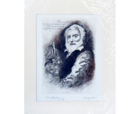 Kenneth Lynch, engraving of Tom Keating (1917-1984) 'Fond man, the vision of a moment made, Dream of a dream and shadow of a 