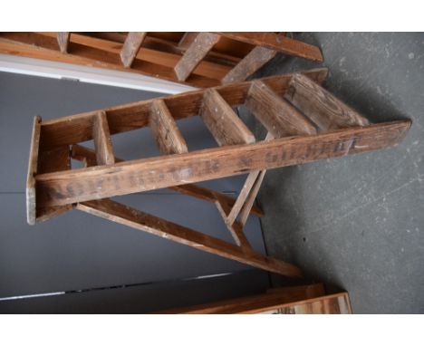 A vintage pine A-frame step ladder, 123cmH