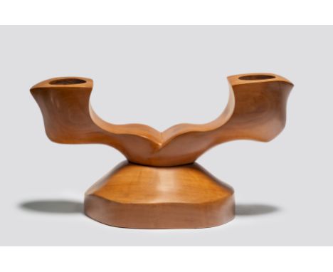Alexandre Noll (1890-1970)Two-light Candelabrum circa 1945sycamore, carvedheight 6 1/2in (16.5cm); width 12in (30.5cm); depth