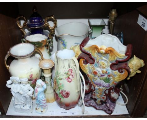 SECTION 20.  Various Victorian pottery vases, large jugs, candlestick etc. 