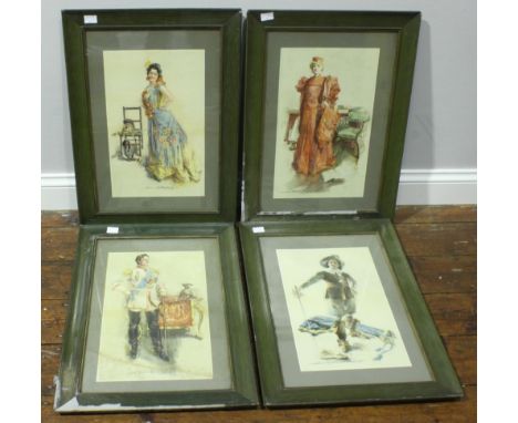 A set of four chromolithograph portrait studies by Howard Chandler Christy depicting two men and two ladies, 43 x 26cm 