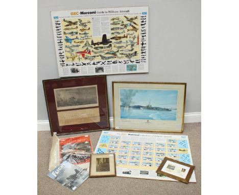 Mark Myers (20th century) H.M.S Kelly, signed in pencil to border, print, 30 x 54cm, together with an etching after H.L. Boyl