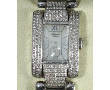 A Ladies stainless steel Chopard 'La Strada' wristwatch Ref.8357, the rectangular mother-of-pearl dial with batons denoting h