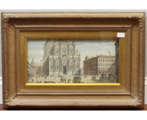 After Piranesi (Giovanni Battista, 1720-1778) 'A View of St.Andrews Church della Valle at Rome' hand-coloured etching in carv