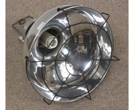 An 'Oceanic' stainless steel hanging light of inverted funnel design, 43cm high 