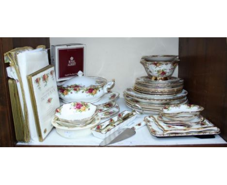 SECTION 1. A 27-piece Royal Albert 'Old Country Roses' pattern part dinner service, comprising plates, a tureen, bowls and cu