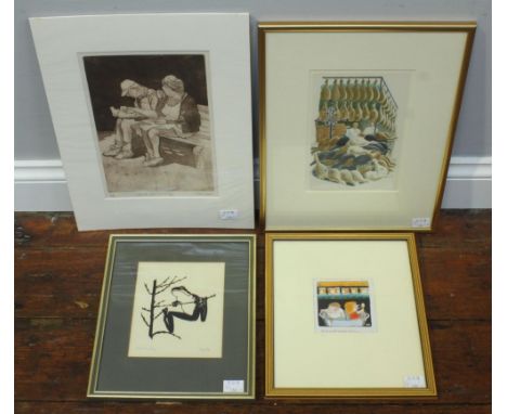 Eric Ravilious (1903-1942) 'HAMS' lithograph as published in 'High Street', approx. 23x15cm, mounted, glazed and framed, toge