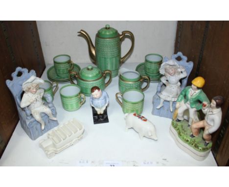 SECTION 23. A collection of assorted mixed ceramics including a Royal Doulton figure, 'Fat Boy', a Staffordshire pottery figu