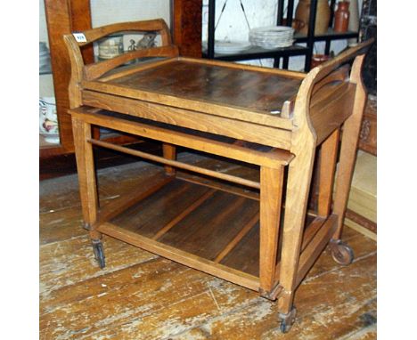 1950's Ekonospace light oak triple tea trolley