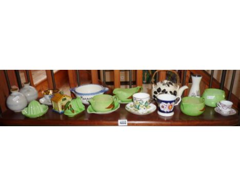 Rare Carlton ware Gum Nut Australian design pieces x 7, studio pottery, etc. (one shelf)