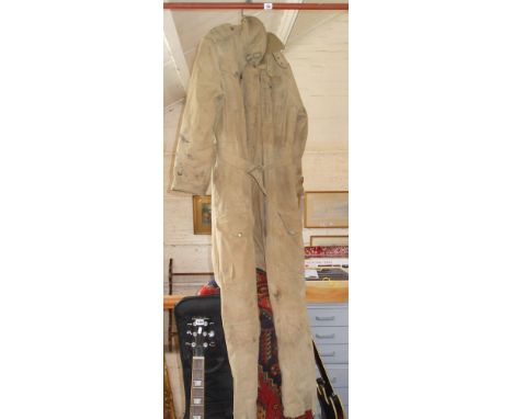 WW2 R.A.F. aircrew flying suit. Lined with crinkly plastic. Some small holes.