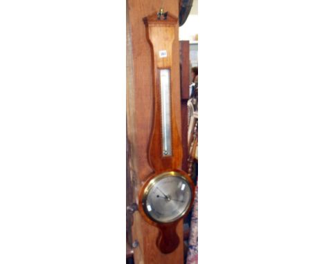 19th c. mahogany wheel barometer with inlay, maker John Gill of Old Sampford, Essex, working order