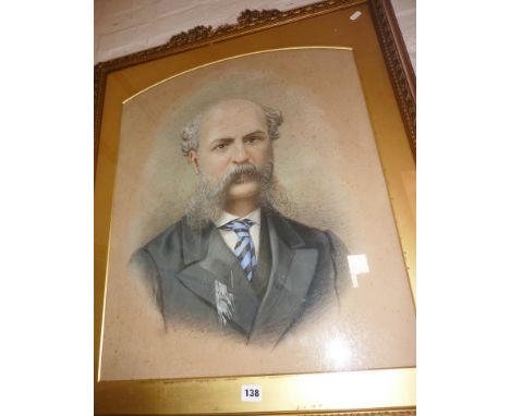 Victorian portrait of a gentleman with walrus moustache in gilt frame