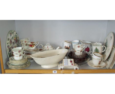 Royal Albert china teaware, an Edwardian bone china teaset, Spode "Christmas Tree" plates and other china & glass etc includi