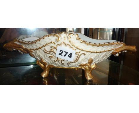 Late Victorian Royal Worcester gilded fruit basket
