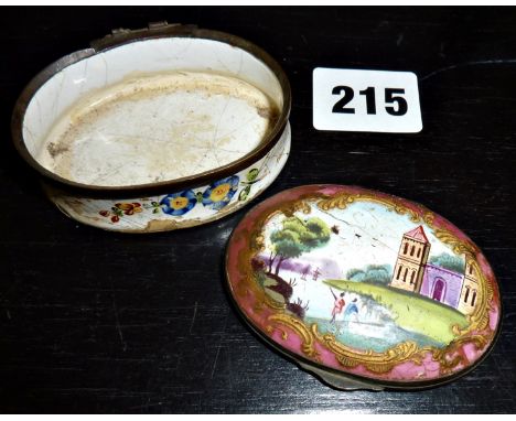 18th c. Georgian enamel Bilston snuff box (A/F)