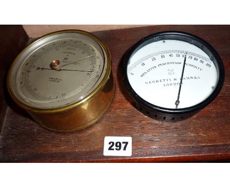 Negretti & Zambra humidity meter together with a brass barometer by T. Wheeler of London