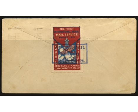Airmails: 1919 August 25, First International Airmail Service, flown cover from Toronto to New York, franked KGV 3c brown wit