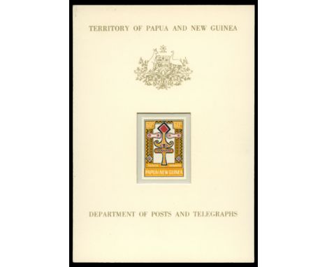 1966 Folklore, Elema Art (1st series), set of 4 imperforate proofs affixed to recessed Department of Post and Telegraphs pres