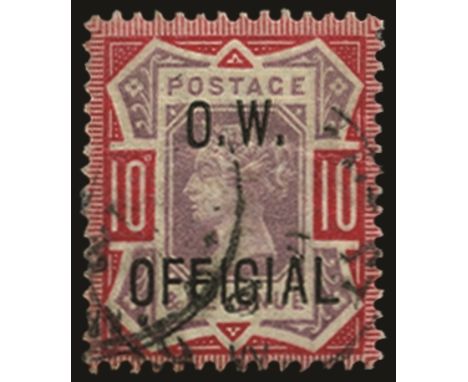 Officials: Office of Works 1902 10d dull purple and carmine (SG O35), light creasing at top and colour a little washed, used 
