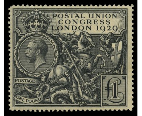 1929 9th Postal Union Congress £1 black (SG 438), some light gum creasing and typical light toning, very lightly hinged with 