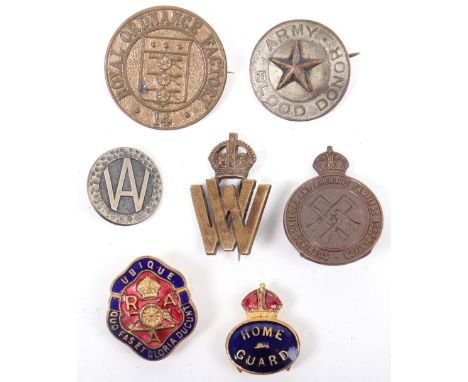 7x WW1 &amp; WW2 Home Front &amp; Organisations Badges, including Home Guard, Royal Ordnance Factory, Army Blood Donor etc. V