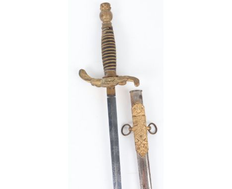 American Independent Order of Odd Fellows Society Sword, with ornate gilt guard having central crown with crossed sword and s